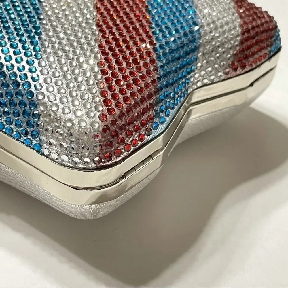 Alessia‎ Rhinestone America Star and Stripes Crystal Red Silver Blue Crossbody
